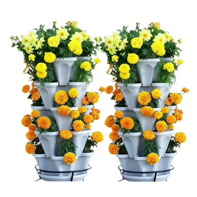 Hydroponic Tower Planter - 5-ярусный самополивающийся штабелируемый горшок для клубники,